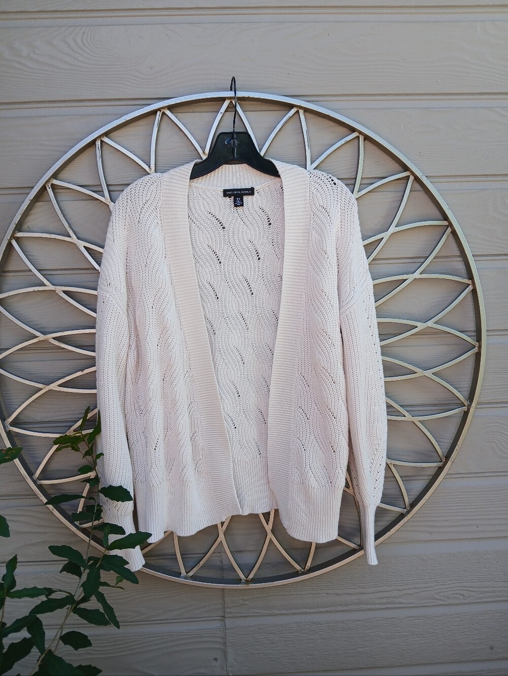 Saks Fifth Avenue Cable Knit Open Front Cardigan Sweater - Cream